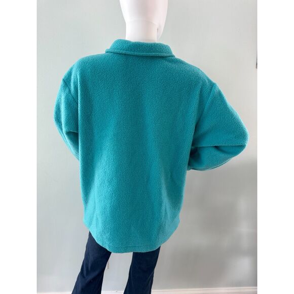 90s Vintage Nordstrom Teal Oversized Fleece Pullover 3/4 Zip Sweatshirt size XS - Picture 2 of 7